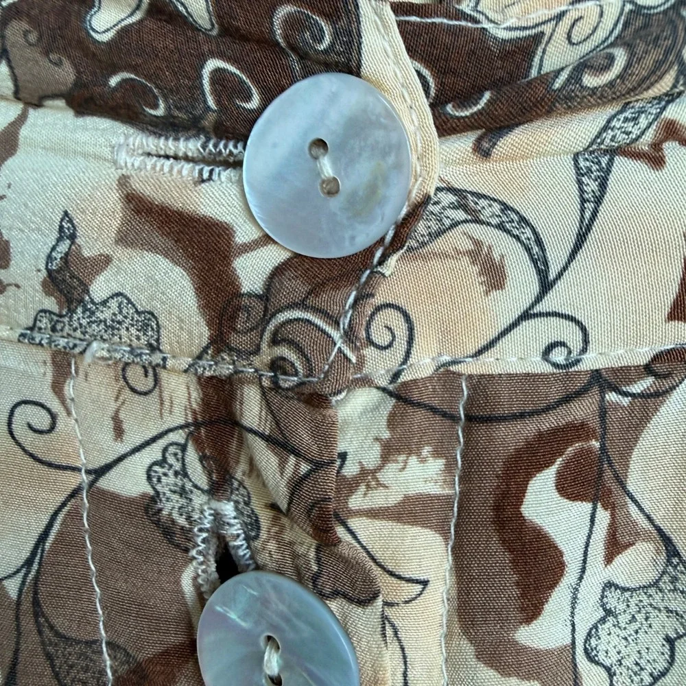Vintage Henri Bendel Womens 100% Silk Floral Midi Skirt Romantic 90s Size S